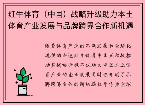 红牛体育（中国）战略升级助力本土体育产业发展与品牌跨界合作新机遇